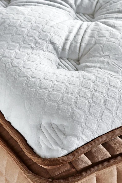 Elegance Lüks Yatak 150x200 cm Çift Kişilik Paket Yaylı Pedli Yumuşak Yatak Tavşan Tüyü Dokusu - 7