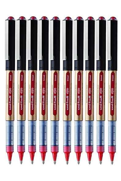 Kırmızı Pilot Kalem 10 Adet Uniball Eye Broad 1.0 mm Roller Pilot Kalem Ub-150-10 Roller Uçlu Likit Mürekkepli