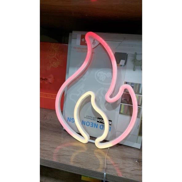 Duvara Asmalı Neon Alev 30 × 23 Cm - 2