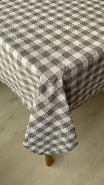 Piknik Örtüsü Sofra Bezi 170x170 cm (Gri - Büyük Kareli)
