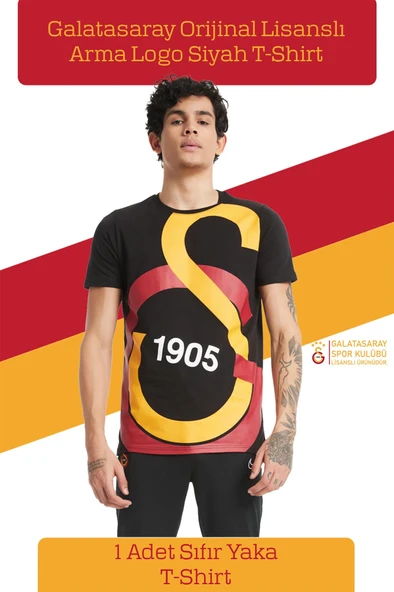 Galatasaray Orijinal Lisanslı Büyük Logolu T-Shirt + Akrilik Atkı Set Hediyelik Ahşap Kutulu - Resim 3