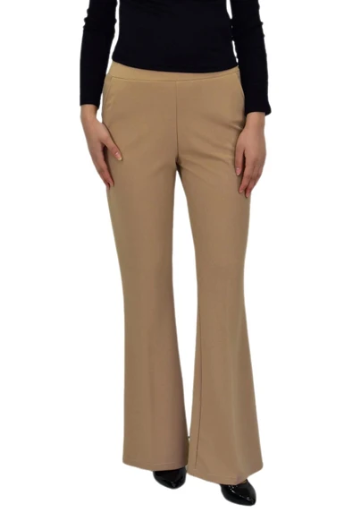 Kadın İspanyol Paça Beli Lastikli Kumaş Pantolon BGL-ST04321 - Resim 5