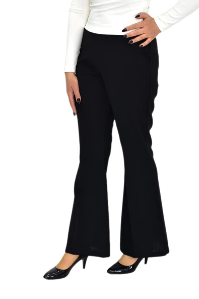 Kadın İspanyol Paça Beli Lastikli Kumaş Pantolon BGL-ST04321 - Resim 8