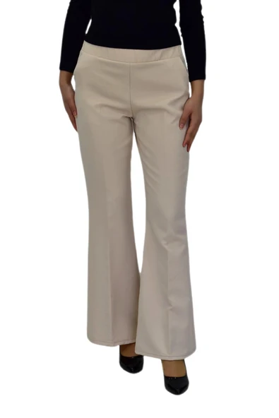 Kadın İspanyol Paça Beli Lastikli Kumaş Pantolon BGL-ST04321 - Resim 4