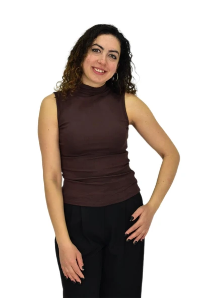 Kadın Düz Renk Vücuda Oturan Askılı Tişört BGL-ST04297 - Resim 13