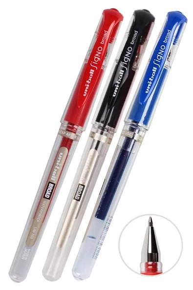 Mavi Siyah Kırmızı İmza Kalemi 3 Adet Uniball Signo Broad1.0 mm Roller Pilot Kalem Um-153 Roller Uçlu Likit Mürekkepli