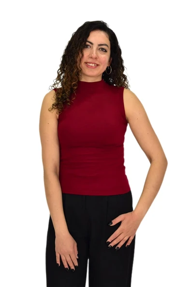 Kadın Düz Renk Vücuda Oturan Askılı Tişört BGL-ST04297 - Resim 4