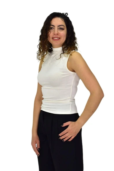 Kadın Düz Renk Vücuda Oturan Askılı Tişört BGL-ST04297 - Resim 19