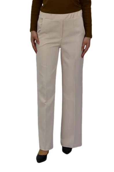 Kadın Bol Paça Beli Lastikli Kumaş Pantolon BGL-ST04322 - Resim 7