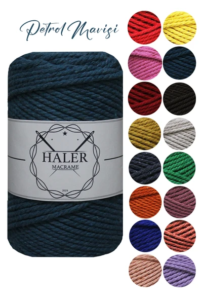 Büklüm 3 Büküm, Taranan Makrome, Pamuk Makrame, Halat İp, Üç Büküm, Hobi İpi, 250 Gr