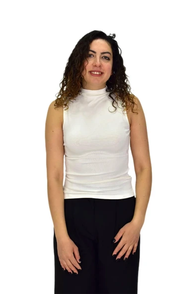 Kadın Düz Renk Vücuda Oturan Askılı Tişört BGL-ST04297 - Resim 5