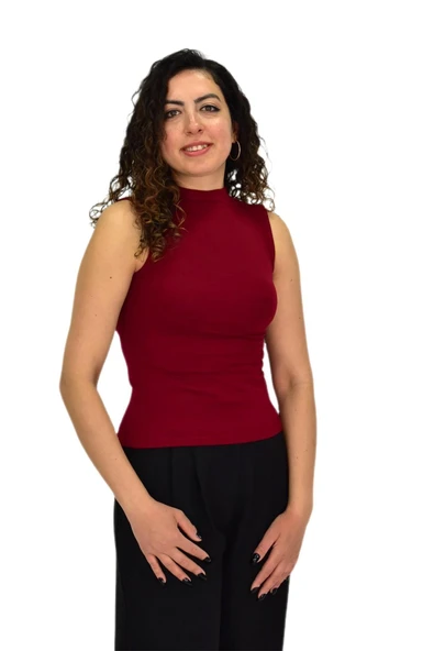 Kadın Düz Renk Vücuda Oturan Askılı Tişört BGL-ST04297 - Resim 22