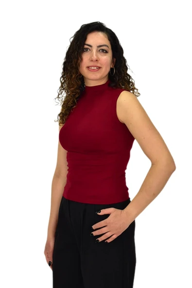 Kadın Düz Renk Vücuda Oturan Askılı Tişört BGL-ST04297 - Resim 18