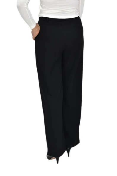 Kadın Siyah Pileli Bol Kumaş Pantolon BGL-ST04299 - Resim 5