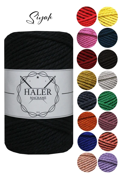Büklüm 3 Büküm, Taranan Makrome, Pamuk Makrame, Halat İp, Üç Büküm, Hobi İpi, 250 Gr