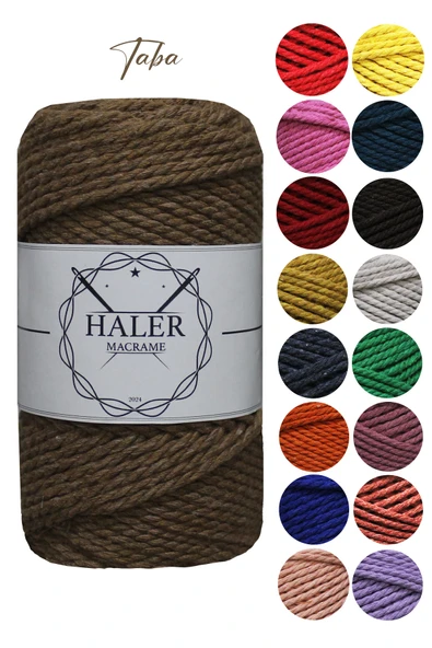 Büklüm 3 Büküm, Taranan Makrome, Pamuk Makrame, Halat İp, Üç Büküm, Hobi İpi, 250 Gr