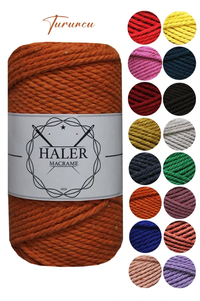 Büklüm 3 Büküm, Taranan Makrome, Pamuk Makrame, Halat İp, Üç Büküm, Hobi İpi, 250 Gr