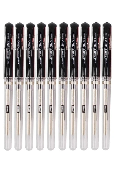 Siyah İmza Kalemi 10 Adet Uniball Signo Broad 1.0 mm Roller Pilot Kalem Um-153 Roller Uçlu Likit Mürekkepli Pilot Kalem
