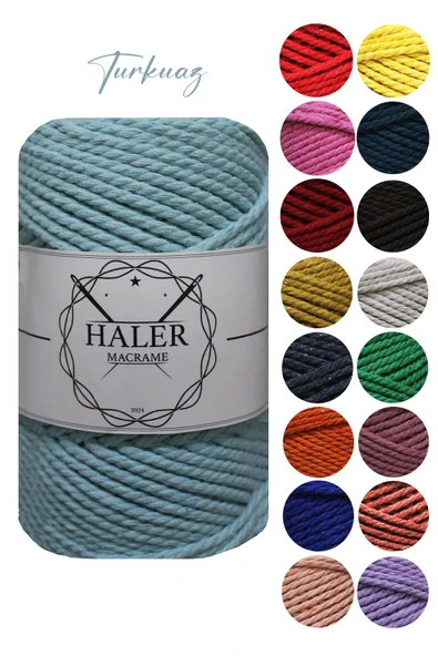 Büklüm 3 Büküm, Taranan Makrome, Pamuk Makrame, Halat İp, Üç Büküm, Hobi İpi, 250 Gr