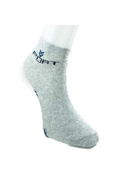 12 Çift Pamuklu Erkek Yazlık Spor Bilek Çorap Siyah Gri Lacivert - 4