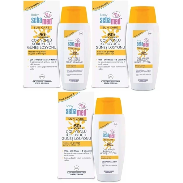 Sebamed Sun Care Bebek Güneş Losyonu Kremi 50+ Faktör 150ML (Hassas Ciltler İçin) (3 Lü Set) - 1