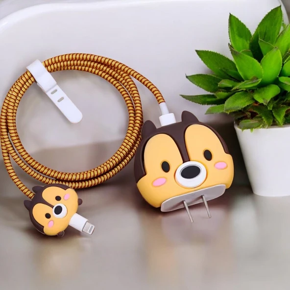 Brokoli Home  İphone 18w/20w Uyumlu Şarj Aleti Kılıfı, Şarj Kablo Koruyucu, Şarj Koruyucu Kılıfı Kahverengi Ayıcık 2 - 2