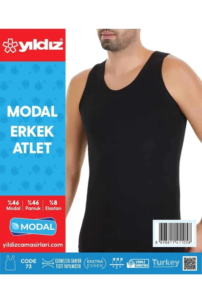 Yıldız Erkek Modal Likralı Askılı Atlet 70/74 - 3 Adet  XL Ten - 10