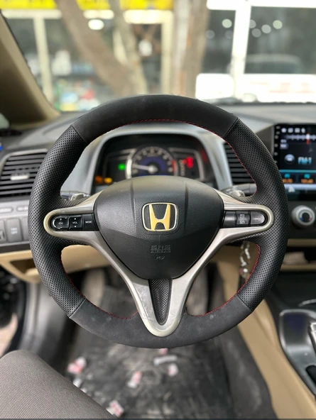 Dikmeli Direksiyon Kılıfı Honda Uyumlu Civic Fd6 Araca Özel - Resim 3