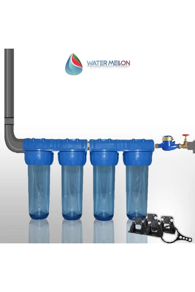 WaterMelon  Daire Bina Sayaç Girişi 10" Inc 4 Aşama Su Arıtma Ve Yumuşatma Sistemi (FİLTRESİZ) - Resim 4