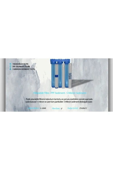 WaterMelon  Daire Bina Sayaç Girişi 20" Inc 3 Aşama Su Arıtma (TORTU , ÇAMUR ÖNLEYİCİ YUMUŞATMA SİSTEMİ) - Resim 5