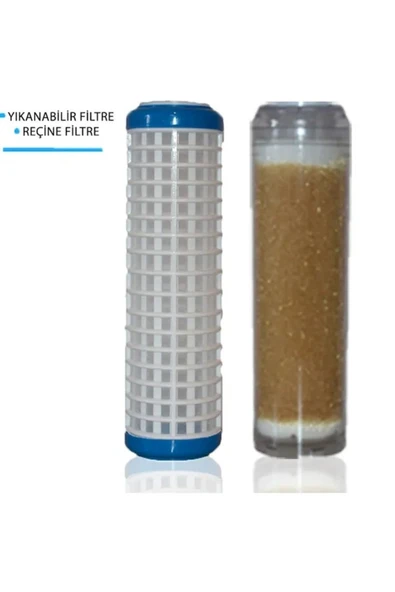 WaterMelon  Daire Bina Sayaç Girişi 10" Inc 2 Aşama ( Yıkanabilir , Reçine ) Yedek Filtre Seti ürün görseli