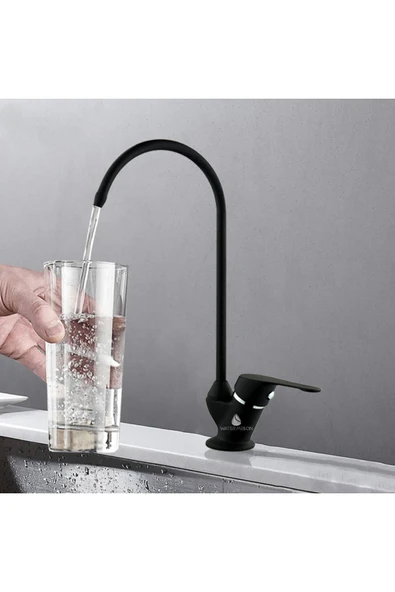 WaterMelon  Su Arıtma Cihazı Için Lüks Avrupa Aç Kapa Siyah 320 gram Princ Ankastre Musluk - Resim 2