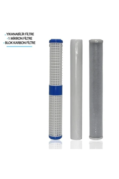 WaterMelon  Daire Bina Sayaç Girişi 20" Inc 3 Aşama ( Yıkanabilir , 1m Sediment , Blok ) Yedek Filtre Seti ürün görseli