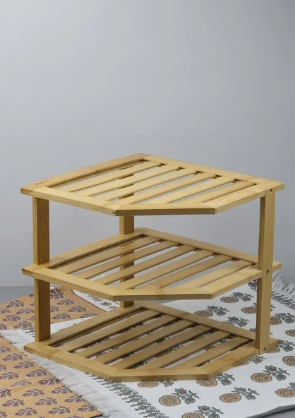 Bambu Mutfak Köşe Rafı - Mutfak Köşeliği - Çok Amaçlı Raf, Köşelik - 3