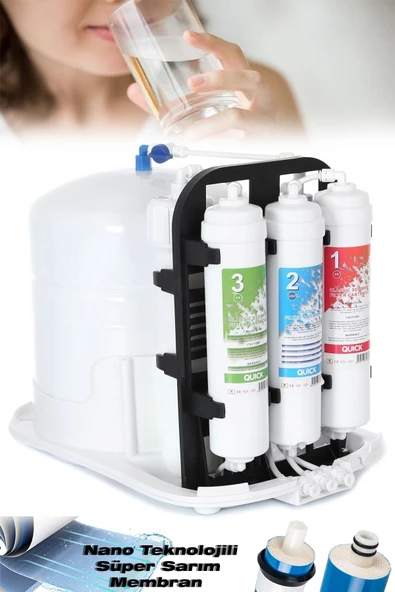 WaterMelon  Premium 10 Aşamalı 12 Lt Metal Tanklı Süper Sarım Membran Teknolojili Pompalı Su Arıtma Cihazı - Resim 2