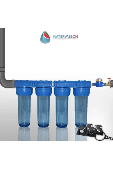WaterMelon  Daire Bina Sayaç Girişi 10" Inc 4 Aşama Su Arıtma Cihazı (AĞIR TOZ TORTU,ÇAMUR VE KLOR ÖNLEYİCİ) - Resim 2