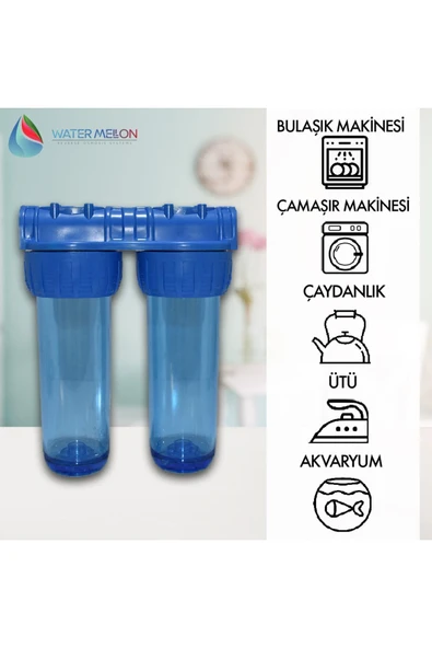 WaterMelon  Daire Bina Sayaç Girişi 10" Inc 2 Aşama Su Arıtma Ve Yumuşatma Sistemi (FİLTRESİZ) - Resim 2