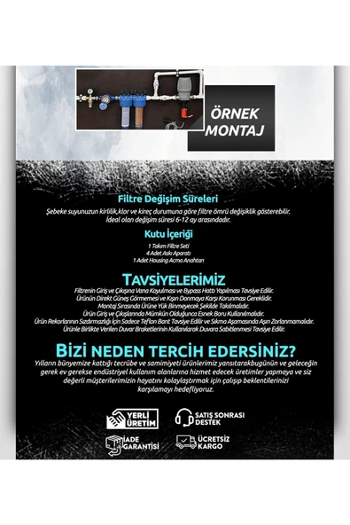 WaterMelon  Daire Bina Sayaç Girişi 10" Inc 4 Aşama Su Arıtma Cihazı (İLETKENLİK DÜŞÜRÜCÜ YUMUŞATMA SİSTEMİ) - Resim 7