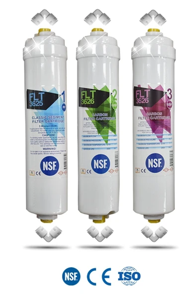 WaterMelon Kapalı Kasa Su Arıtma Cihazı Yeni Nsf'li Özel Seri 3 Aşamalı Inline 6 Aylık Filtre Seti ürün görseli