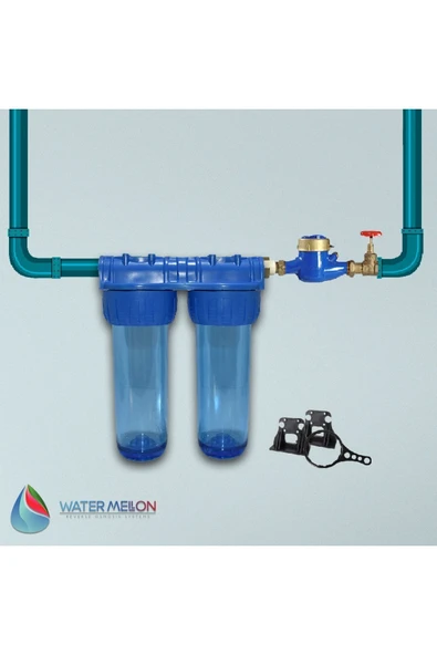 WaterMelon  Daire Bina Sayaç Girişi 10" Inc 2 Aşama Su Arıtma Ve Yumuşatma Sistemi (FİLTRESİZ) - Resim 3