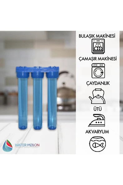 WaterMelon  Daire Bina Sayaç Girişi 20" Inc 3 Aşama Su Arıtma Ve Yumuşatma Sistemi (FİLTRESİZ) - Resim 2
