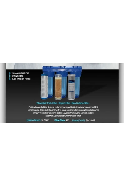 WaterMelon  Daire Bina Sayaç Girişi 3 Aşama Su Arıtma Cihazı (KLOR ,KİREÇ , TORTU ÖNLEYİCİ YUMUŞATMA SİSTEMİ) - Resim 6