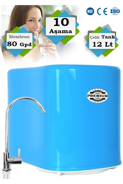 WaterMelon  Premium 10 Aşamalı 12 Lt Metal Tanklı Süper Sarım Membran Teknolojili Pompalı Su Arıtma Cihazı