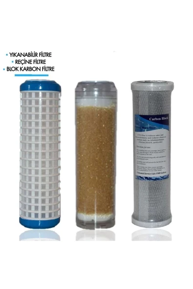 WaterMelon  Daire Bina Sayaç Girişi 10" Inc 3 Aşama (yıkanabilir , Reçine , Blok ) Yedek Filtre Seti ürün görseli