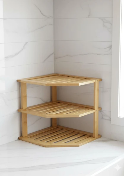 Bambu Mutfak Köşe Rafı - Mutfak Köşeliği - Çok Amaçlı Raf, Köşelik - 2