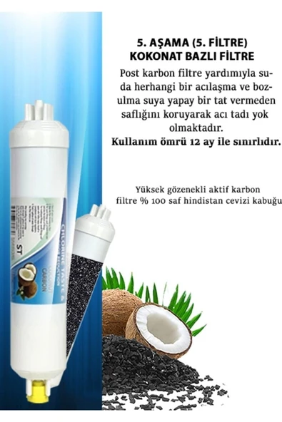 WaterMelon  Açık Kasa Su Arıtma Cihazı Çift Karbonlu 5 Aşama Vontron Membranlı Filtre Seti - Resim 6