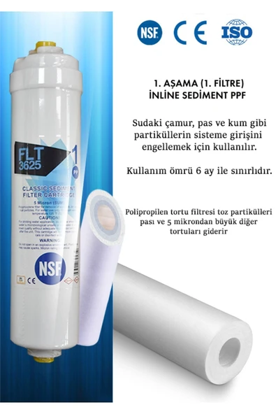 WaterMelon  Kapalı Kasa Su Arıtma Cihazı Yeni Nsf'li Özel Seri 4 Aşamalı Inline Filtre Seti - Resim 2