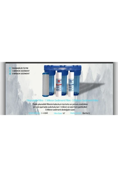 WaterMelon  Daire Bina Sayaç Girişi 10" Inc 3 Aşama Su Arıtma Cihazı (TORTU , ÇAMUR ÖNLEYİCİ YUMUŞATMA SİSTEMİ) - Resim 6