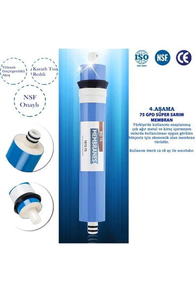 WaterMelon  Su Arıtma Cihazı Filtresi Membran Filtre + Tatlandırıcı Son Karbon Filtre - Resim 2