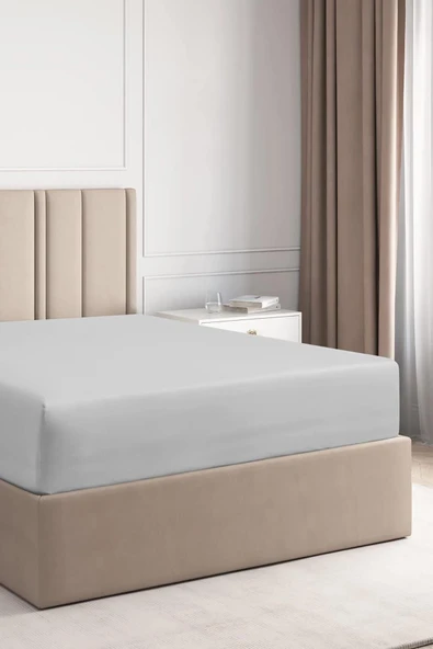 Lastikli Pamuk Penye Çarşaf Gri 180x200 Littlekingsize - 3